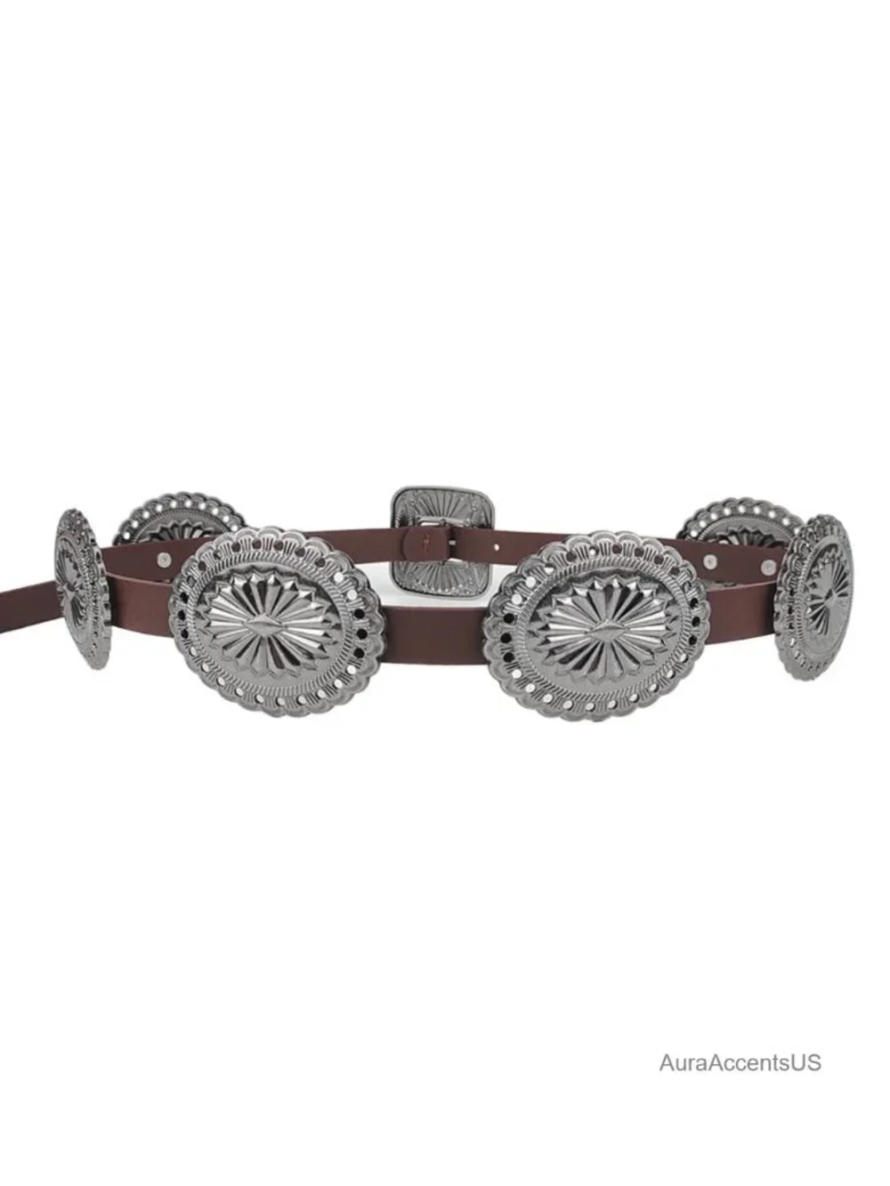 Vintage Western Concho Wide Belt for Women - Boho Cowboy Cincher
